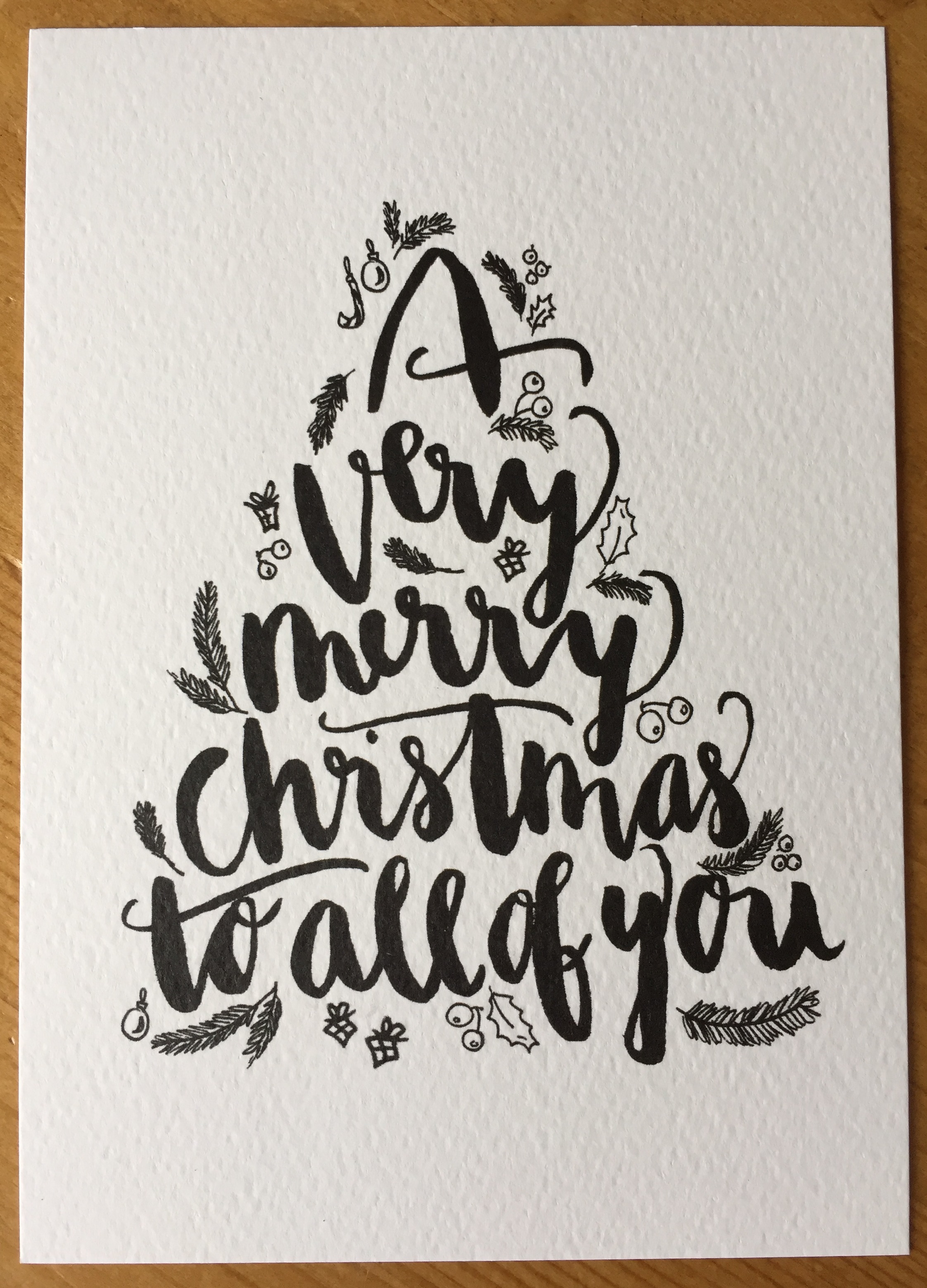 Postkarte "A very merry Christmas to all of you" Baum