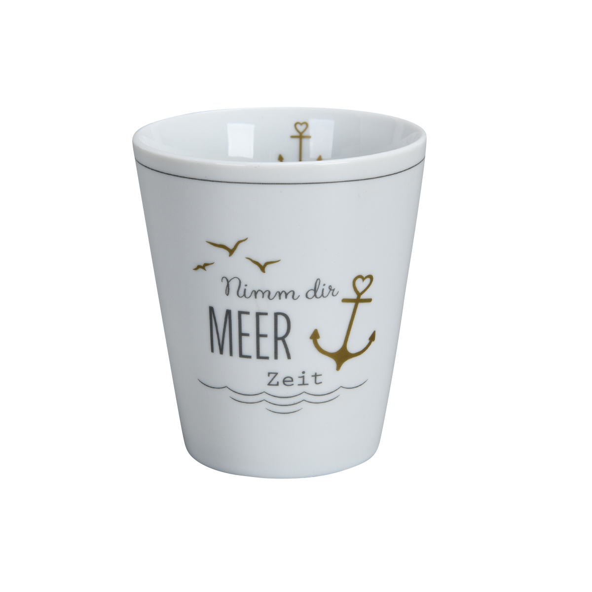 Tasse "Nimm dir Meer Zeit", grau/gold