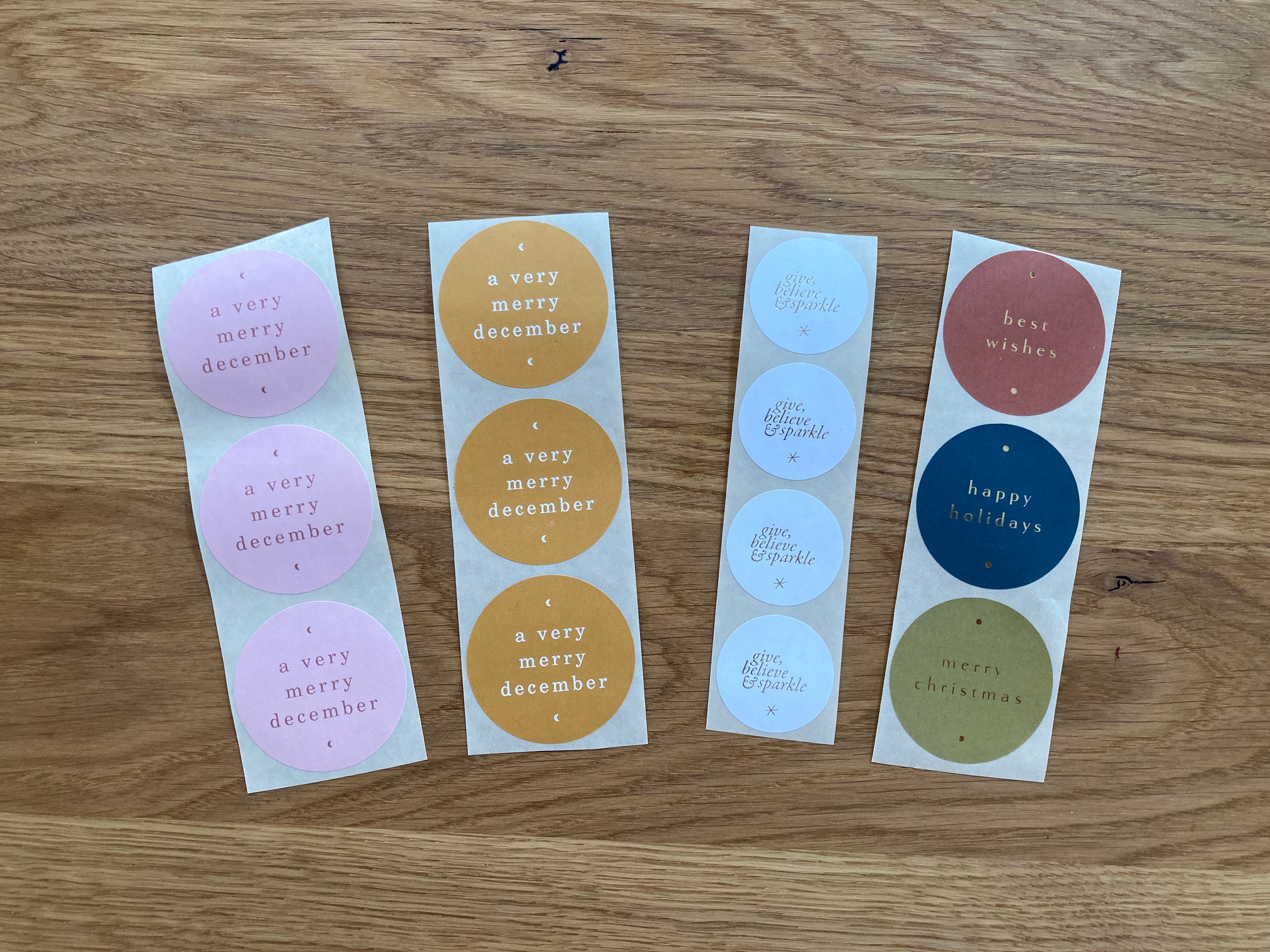 Aufkleber/Sticker "happy holiday - merry christmas - best wishes", 3er Set
