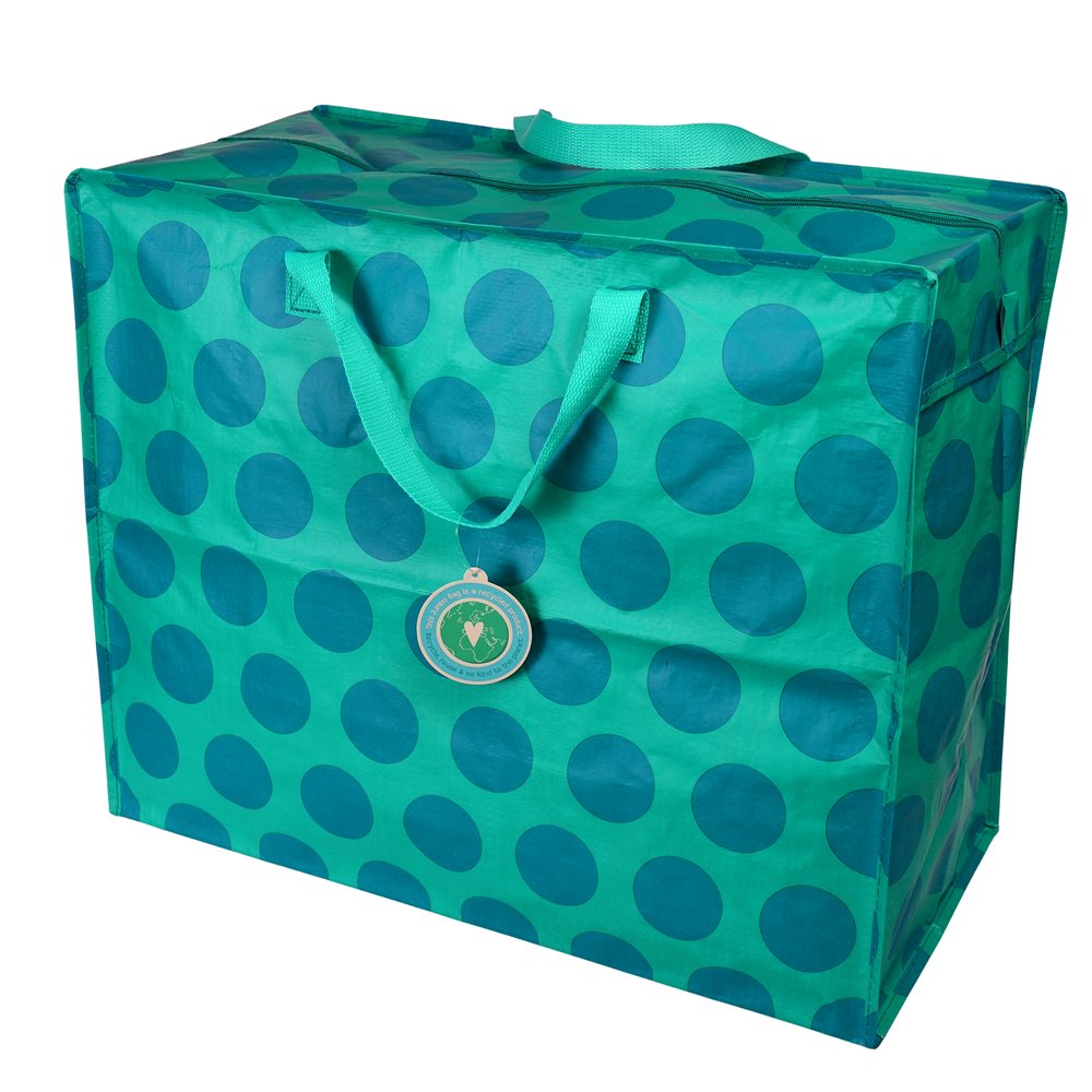 Große Tasche mit Punkten, türkis/blau