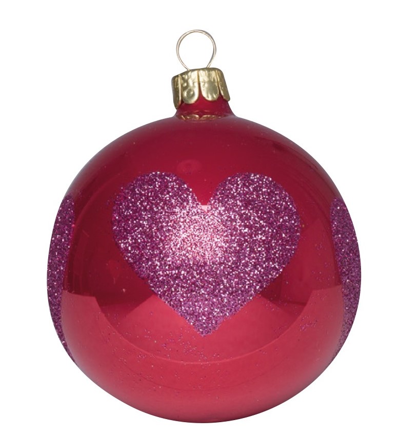 Overbeck and Friends Christbaumkugel Glitzer-Herz, rot