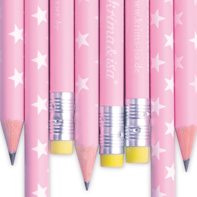 krima&isa Bleistift rosa, Sterne weiß