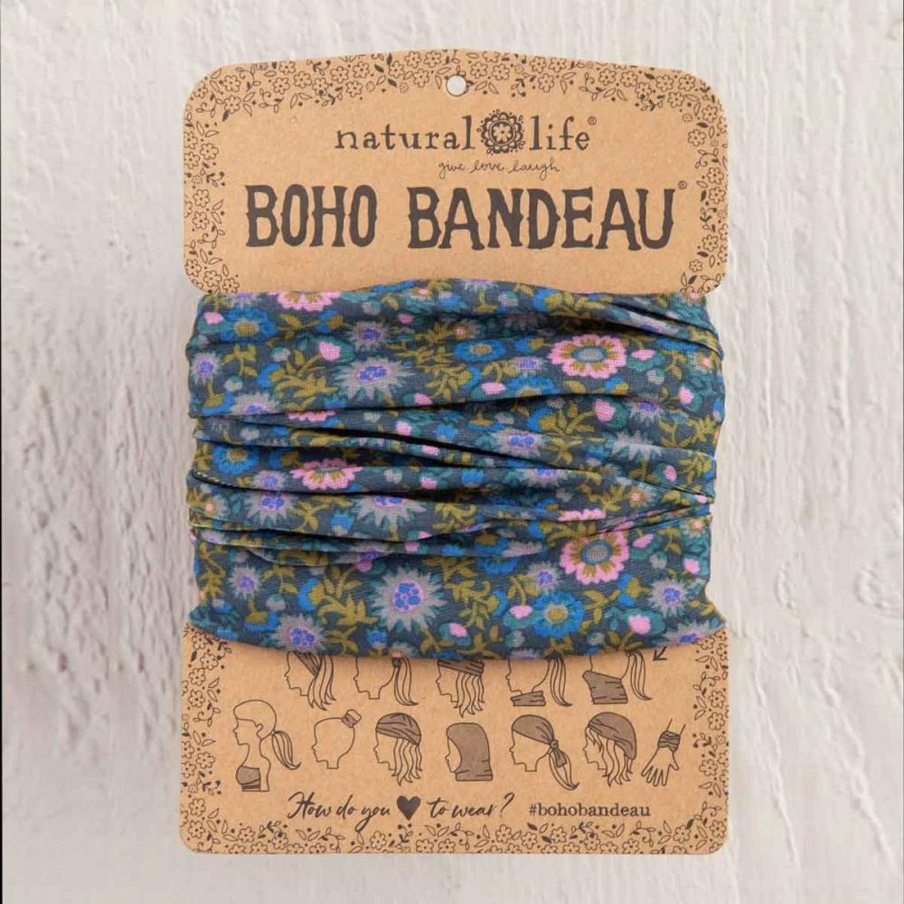 Stirn- und Haarband Boho Bandeau "Indigo Floral Vine"