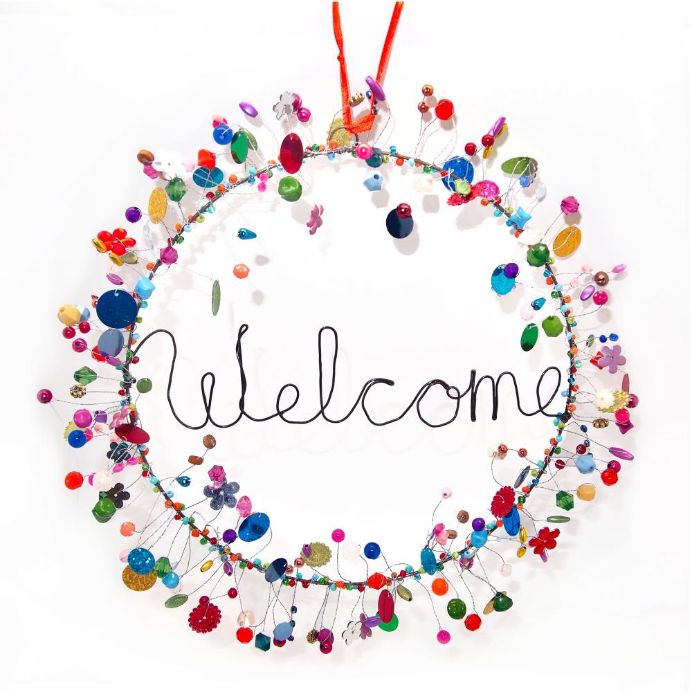 Funkelkranz "Welcome" (bunt/schwarz)