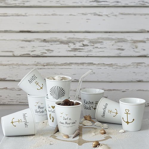 Tasse "Ahoi", grau/gold