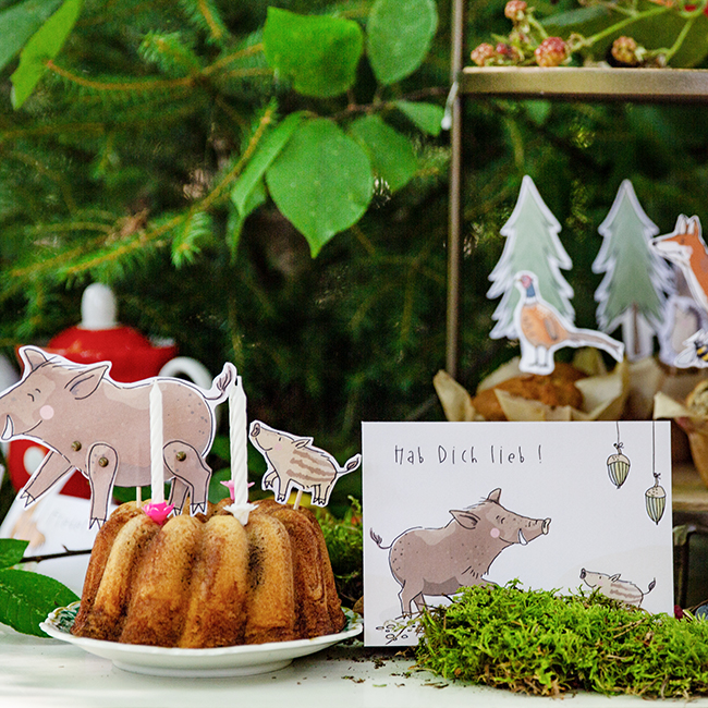 krima&isa Postkarte Wildschwein "Hab Dich lieb"