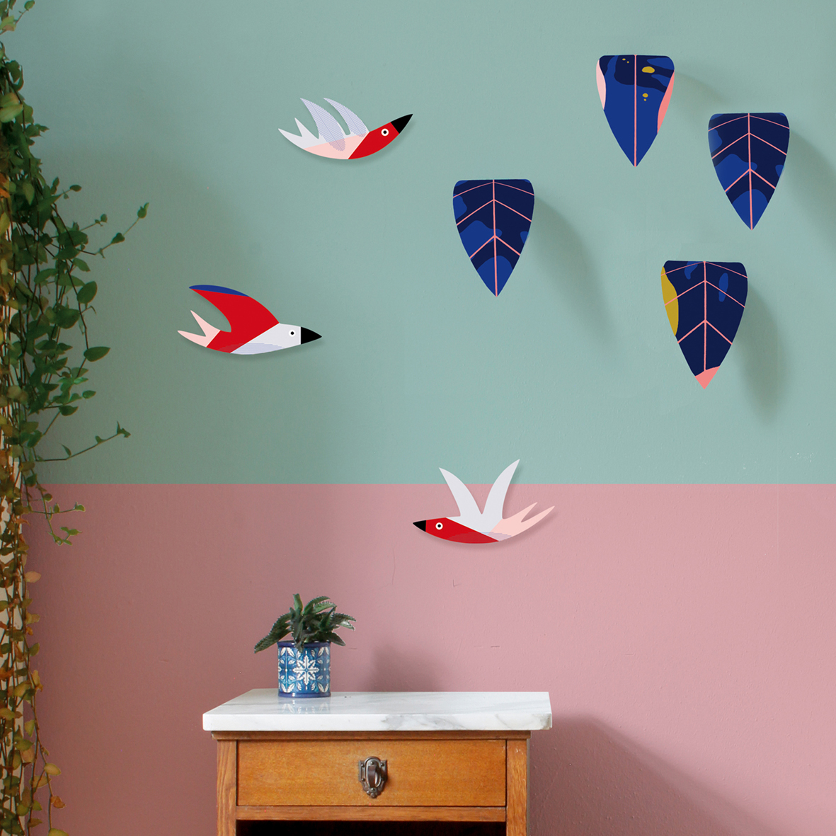 Wanddekoration "Enjoy A Swarm Of Birds" Cozy Swallows, 3 Vögel