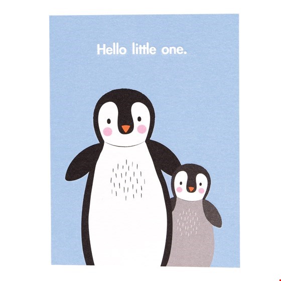 Postkarte Pinguine "Hello little one"