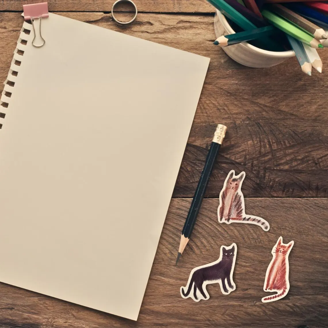 Sticker-Set, Katzen, Vinyl (handgemalt & handgemacht)