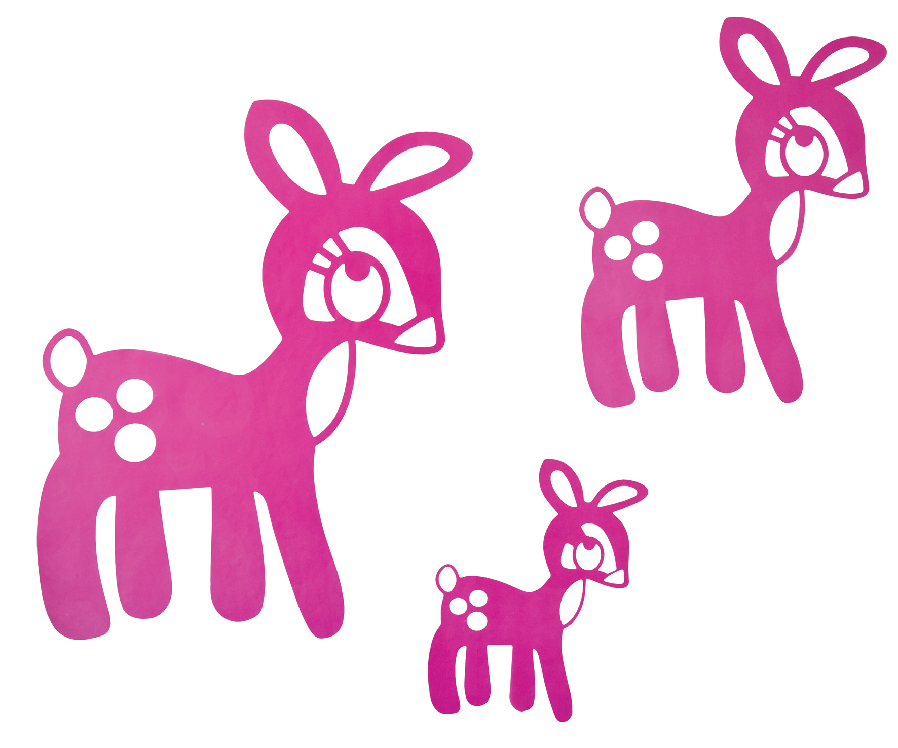 Wandsticker Reh in pink, 3er-Set