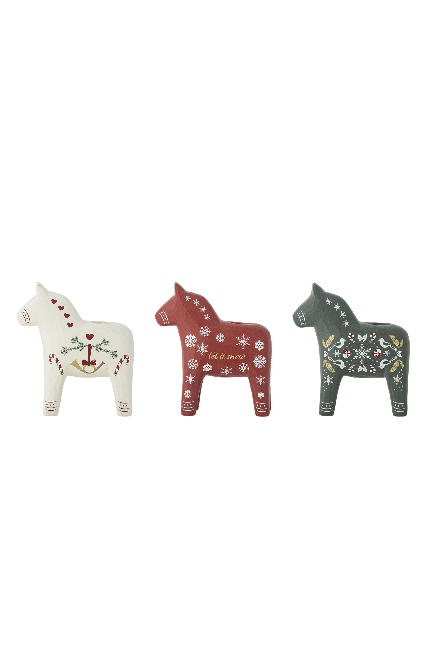 Kerzenständer von Bloomingville, Dalapferd, creme-Herzen