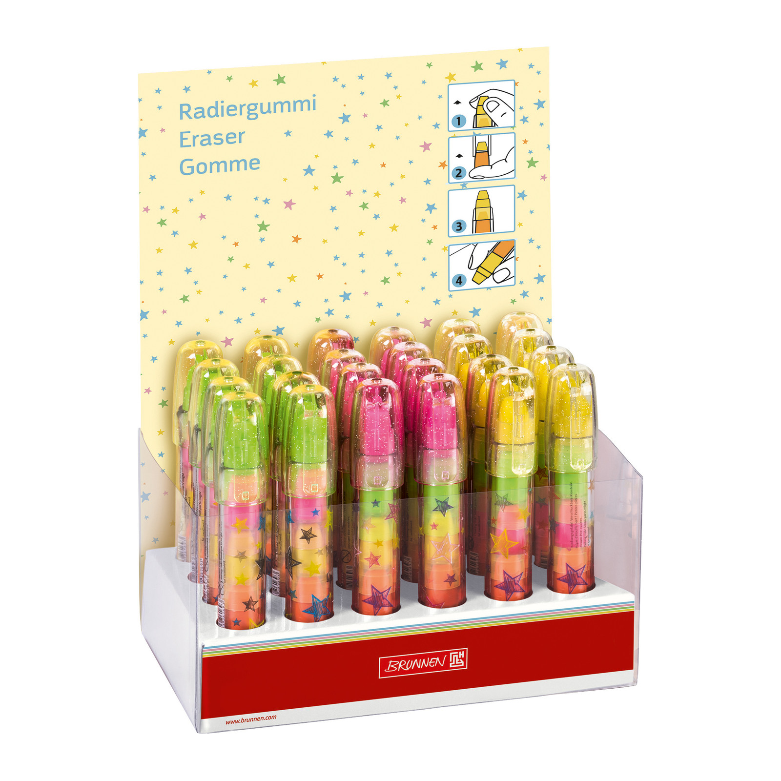 BRUNNEN Radiergummi-Steckstift, 5-farbig