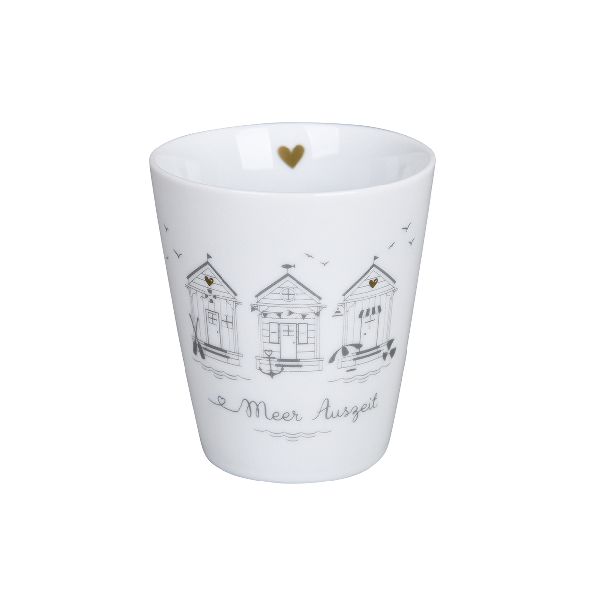 Tasse "Meer Auszeit", grau/gold