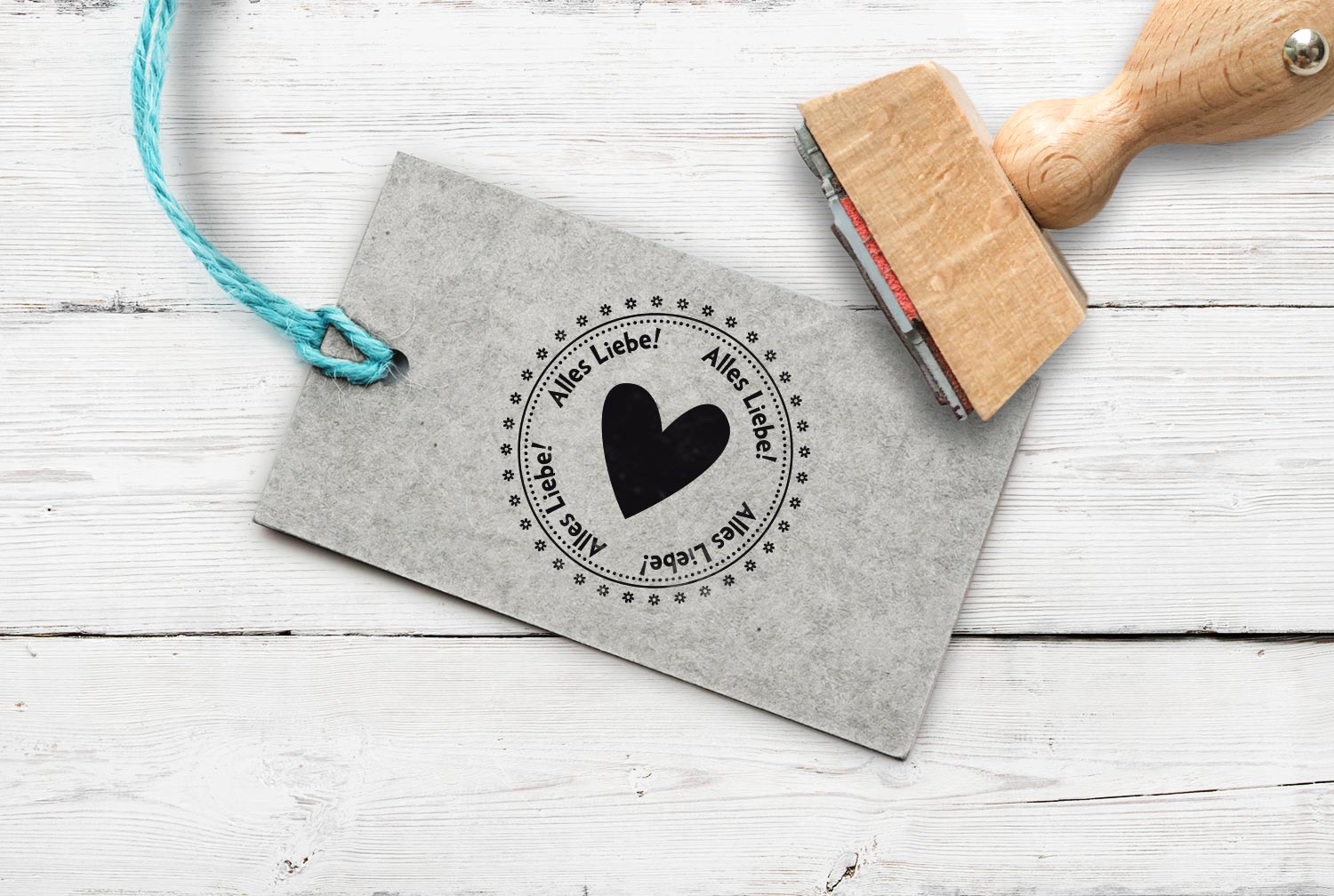 Stempel "Alles Liebe" rund, 45 mm