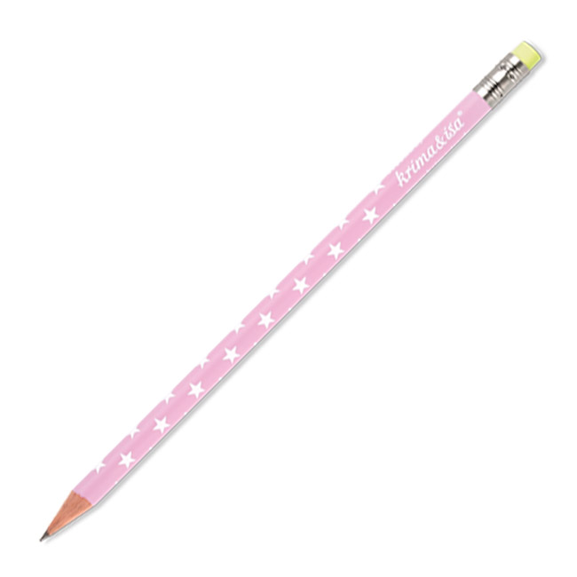 krima&isa Bleistift rosa, Sterne weiß