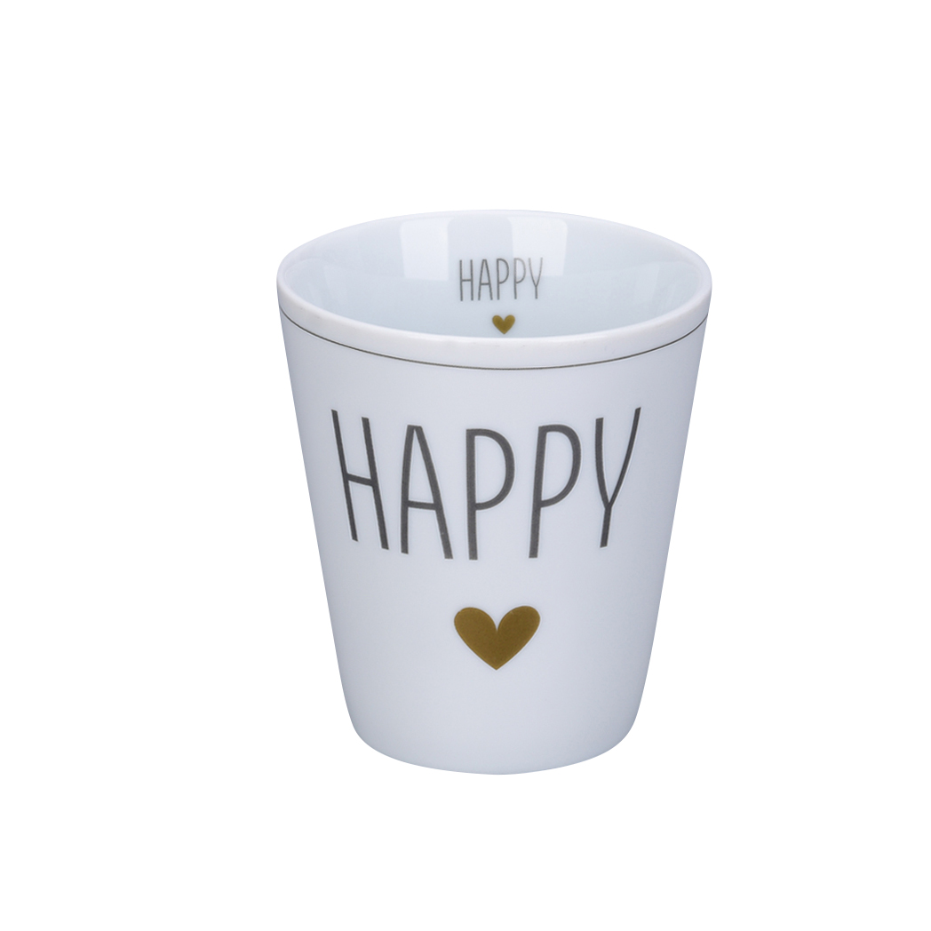 Tasse "Happy", grau/gold