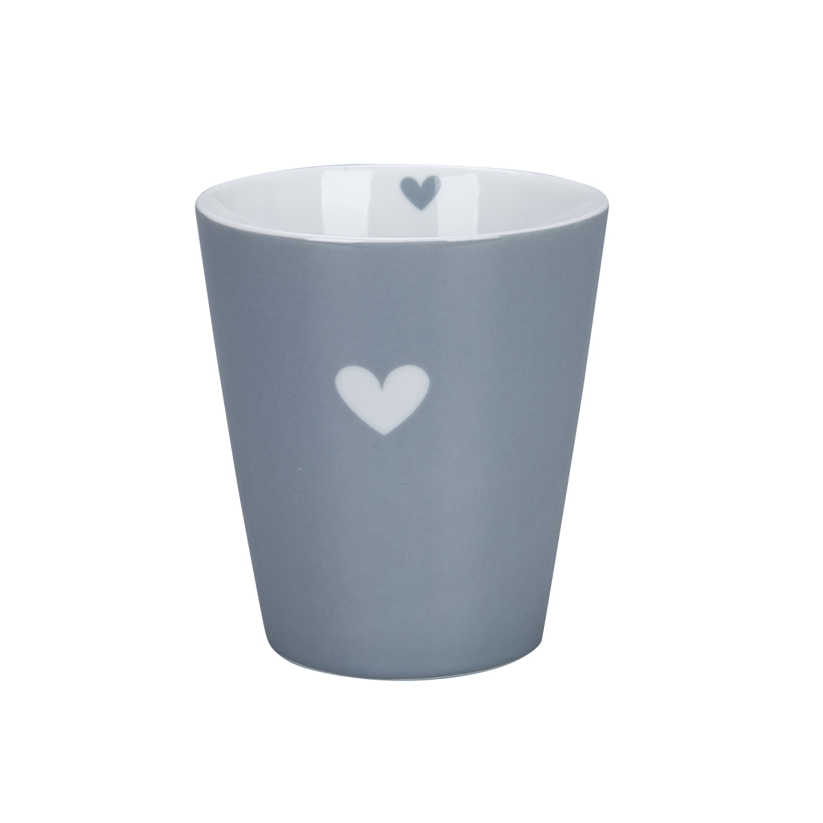 Tasse hellgrau, Herz, Happy mug