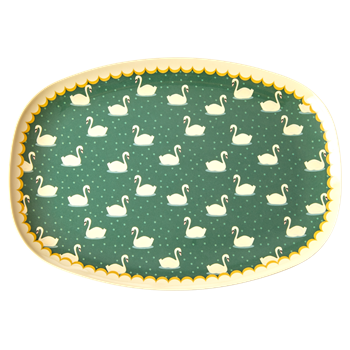 Platte mit Schwänen, khaki