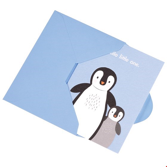 Postkarte Pinguine "Hello little one"