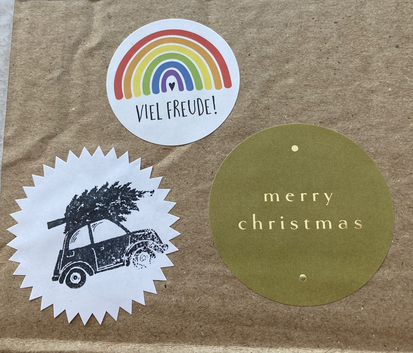 Aufkleber/Sticker "happy holiday - merry christmas - best wishes", 3er Set