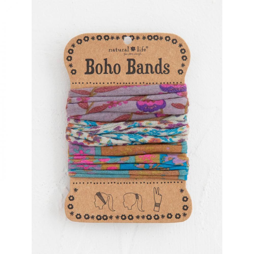 Stirn- und Haarband, dünn, Boho Band Grey / Turquoise, 3er Set