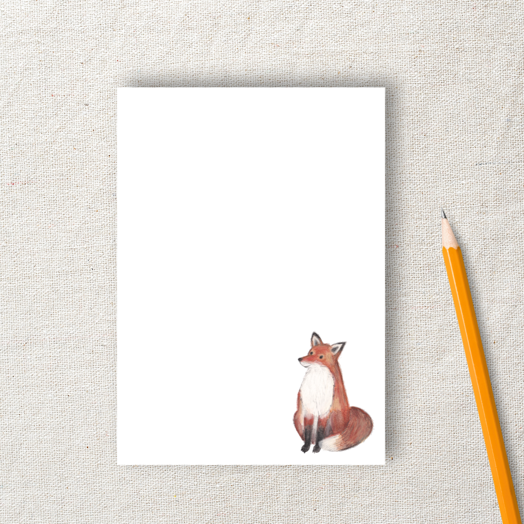 Notizblock, Fuchs, DIN A6, blanko (handgemalt & handgemacht)