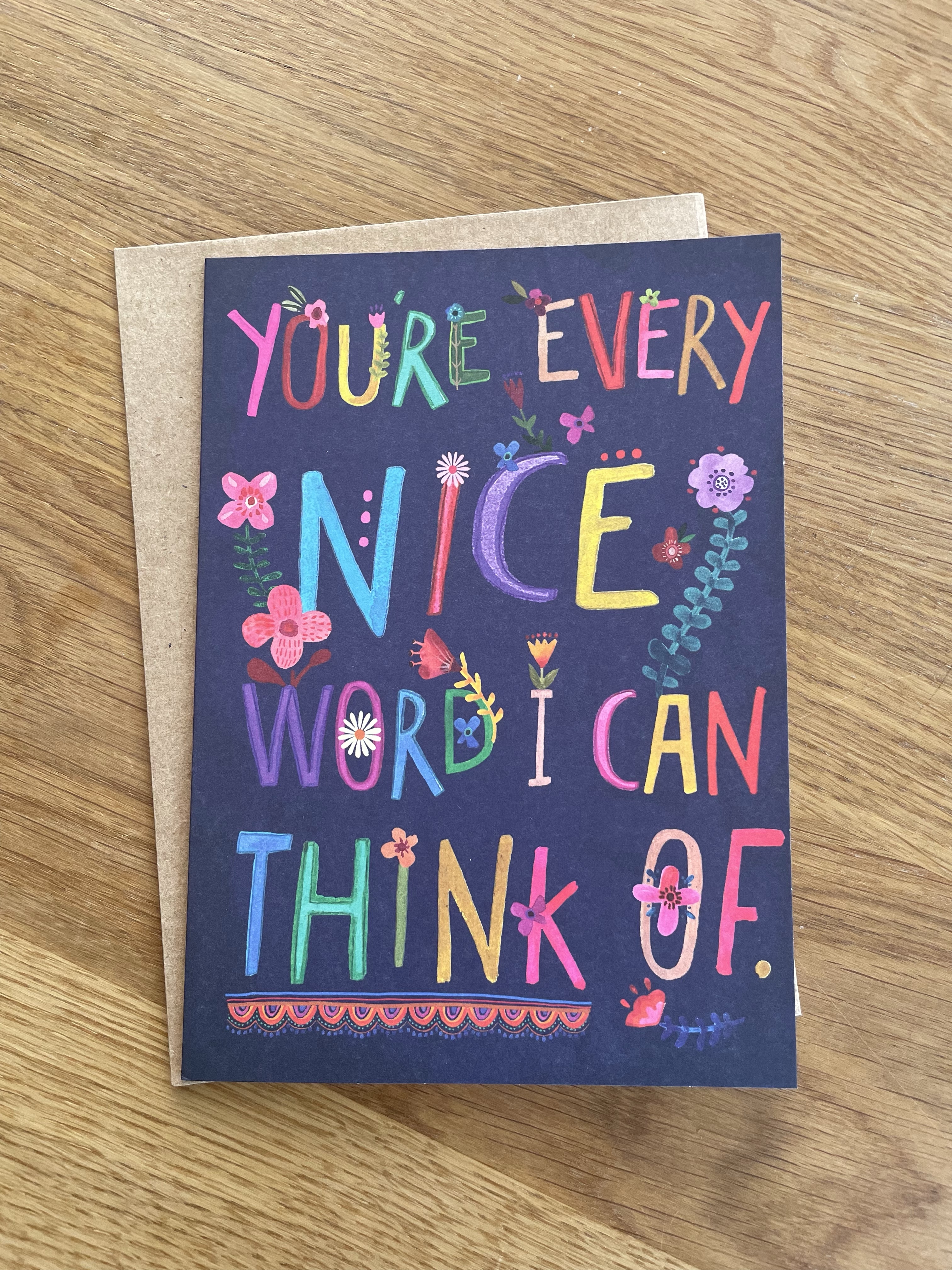 Klappkarte "you're every nice word I can think of" mit Umschlag
