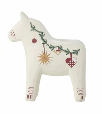 Kerzenständer von Bloomingville, Dalapferd, creme-Girlande