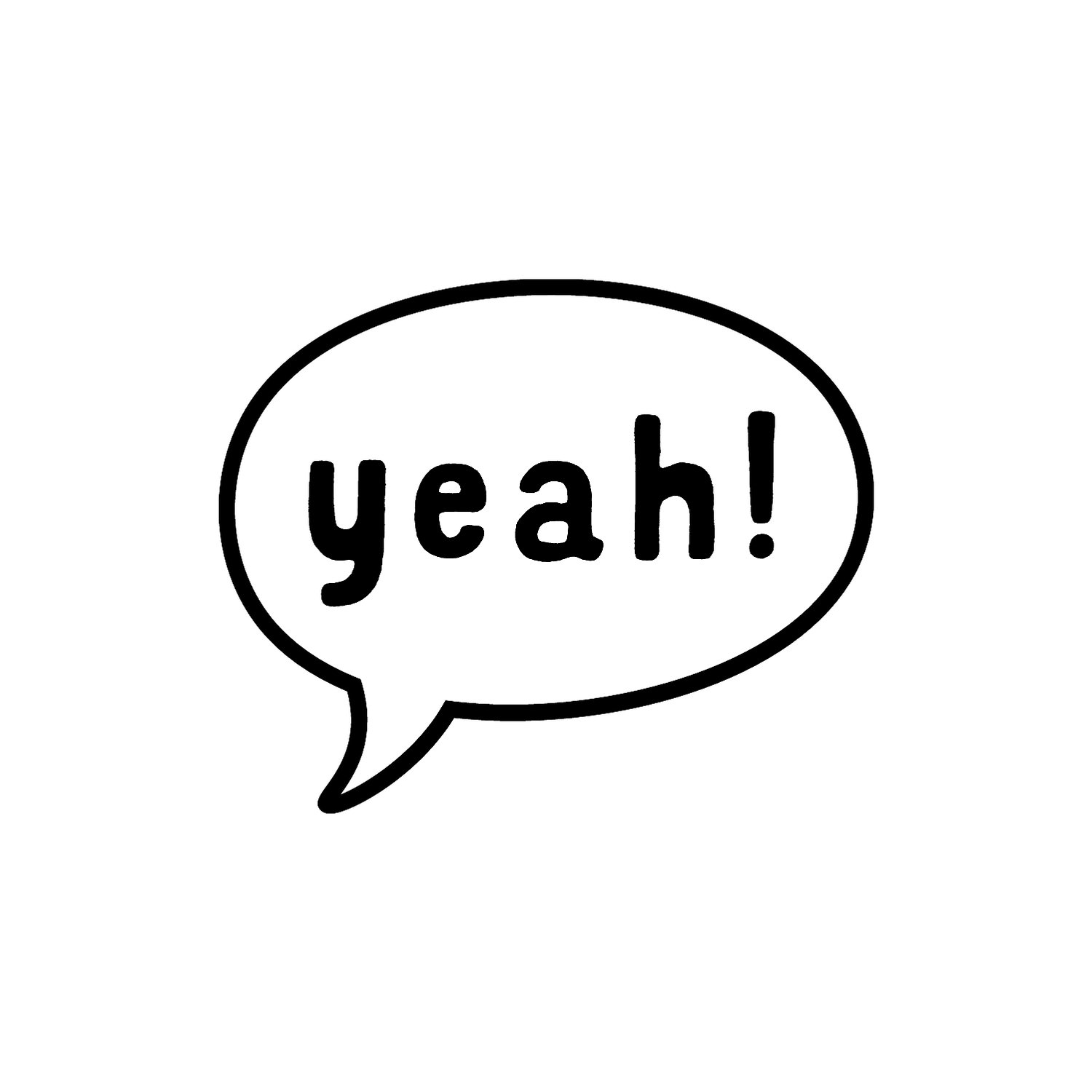 Abdruck Stempel Sprechblase "yeah", 35 mm
