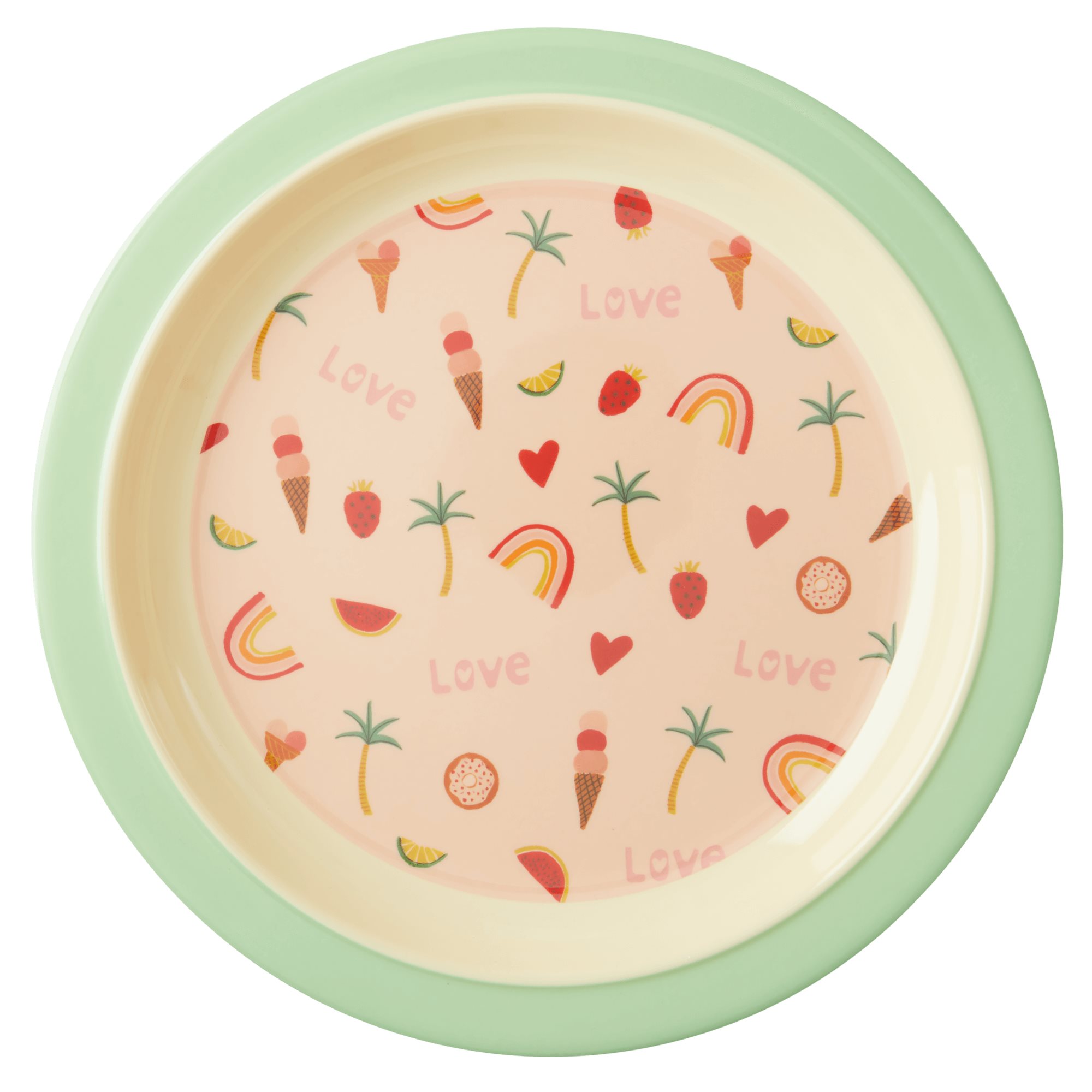 Teller "you go girl" mit Regenbogen, Eis und Palme