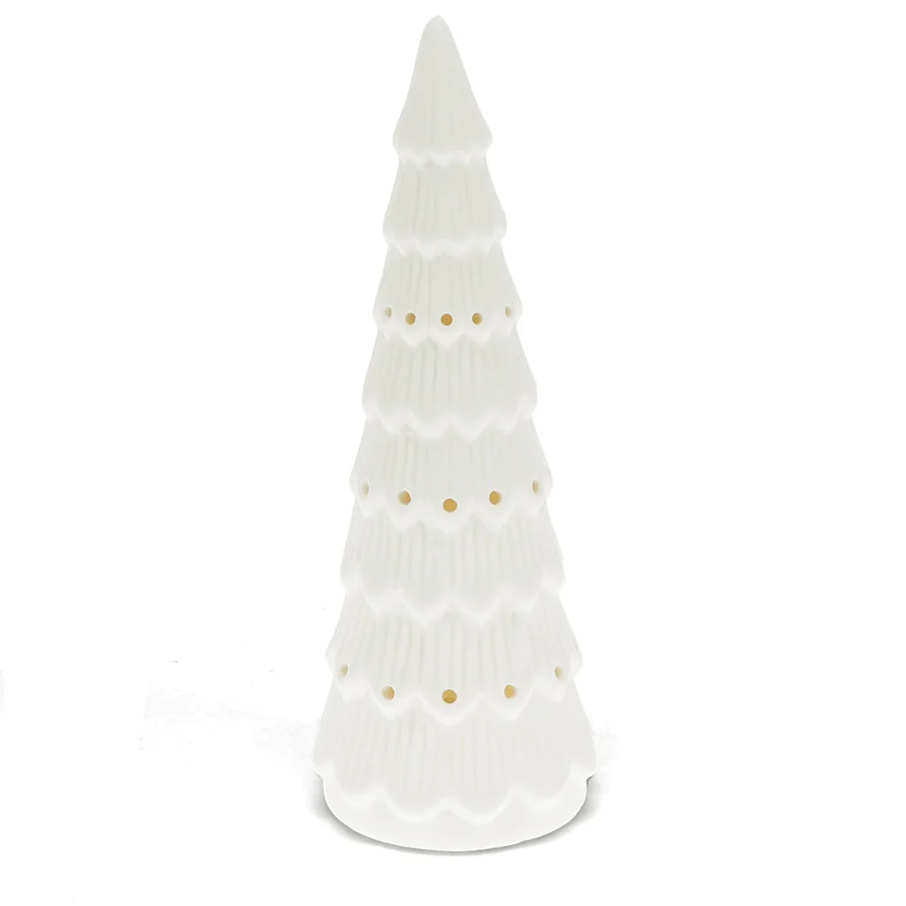 Leucht-Deko aus matter Keramik - großer Weihnachtsbaum (20 cm)
