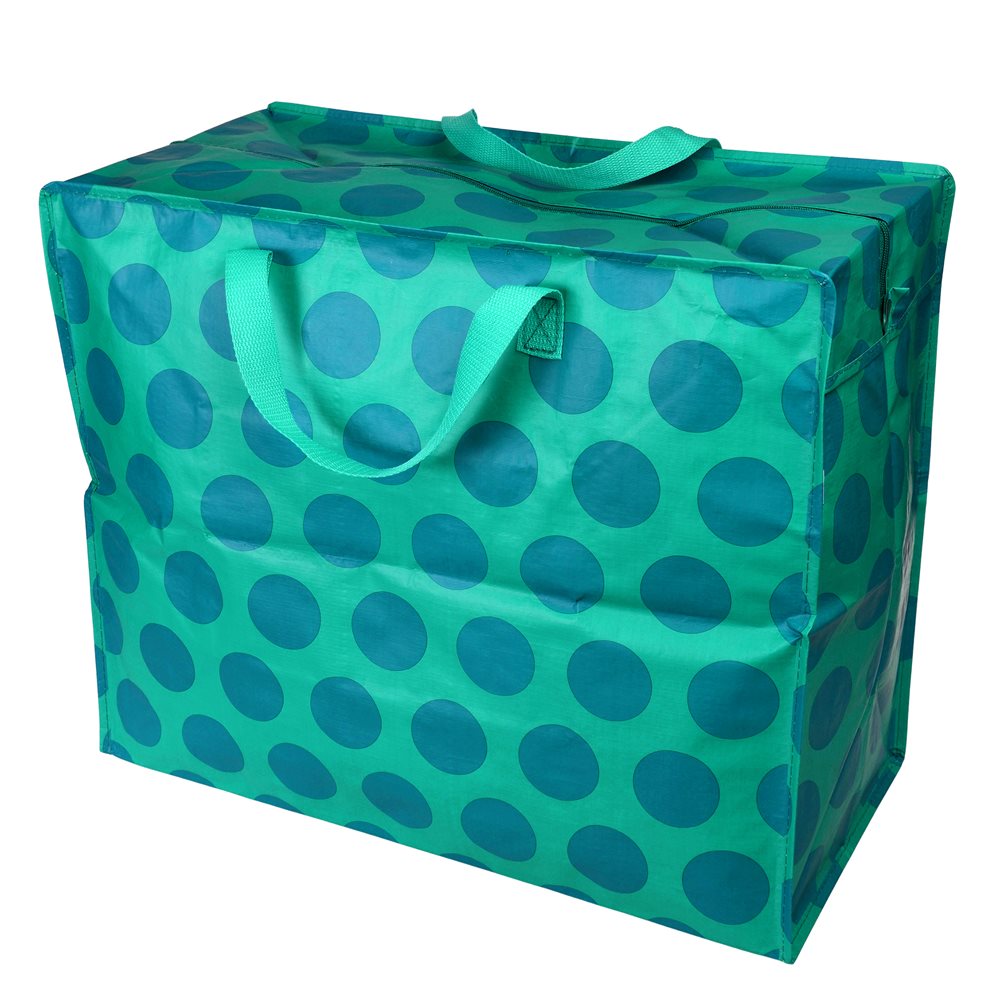 Große Tasche mit Punkten, türkis/blau