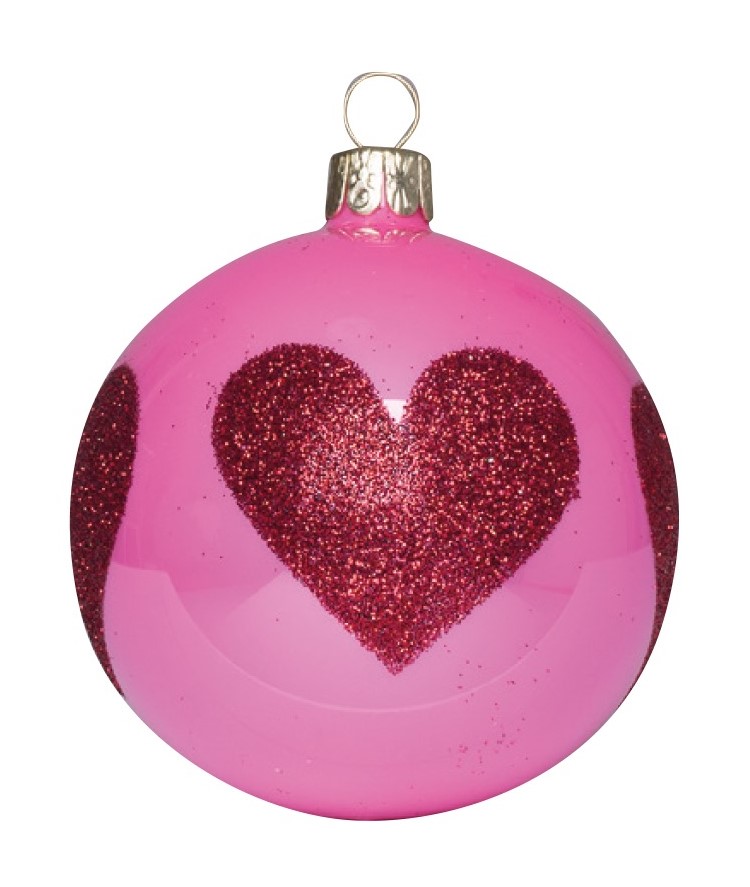 Overbeck and Friends Christbaumkugel Glitzer-Herz, pink