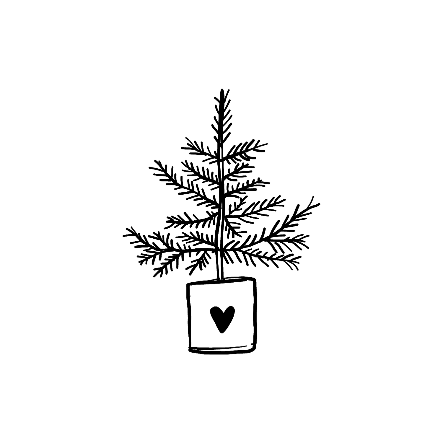 Abdruck Stempel Tannenbaum im Topf, 35 mm