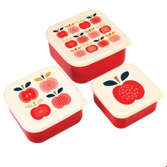 Brotdose "Vintage Apple" rot/rosa, 3er Set