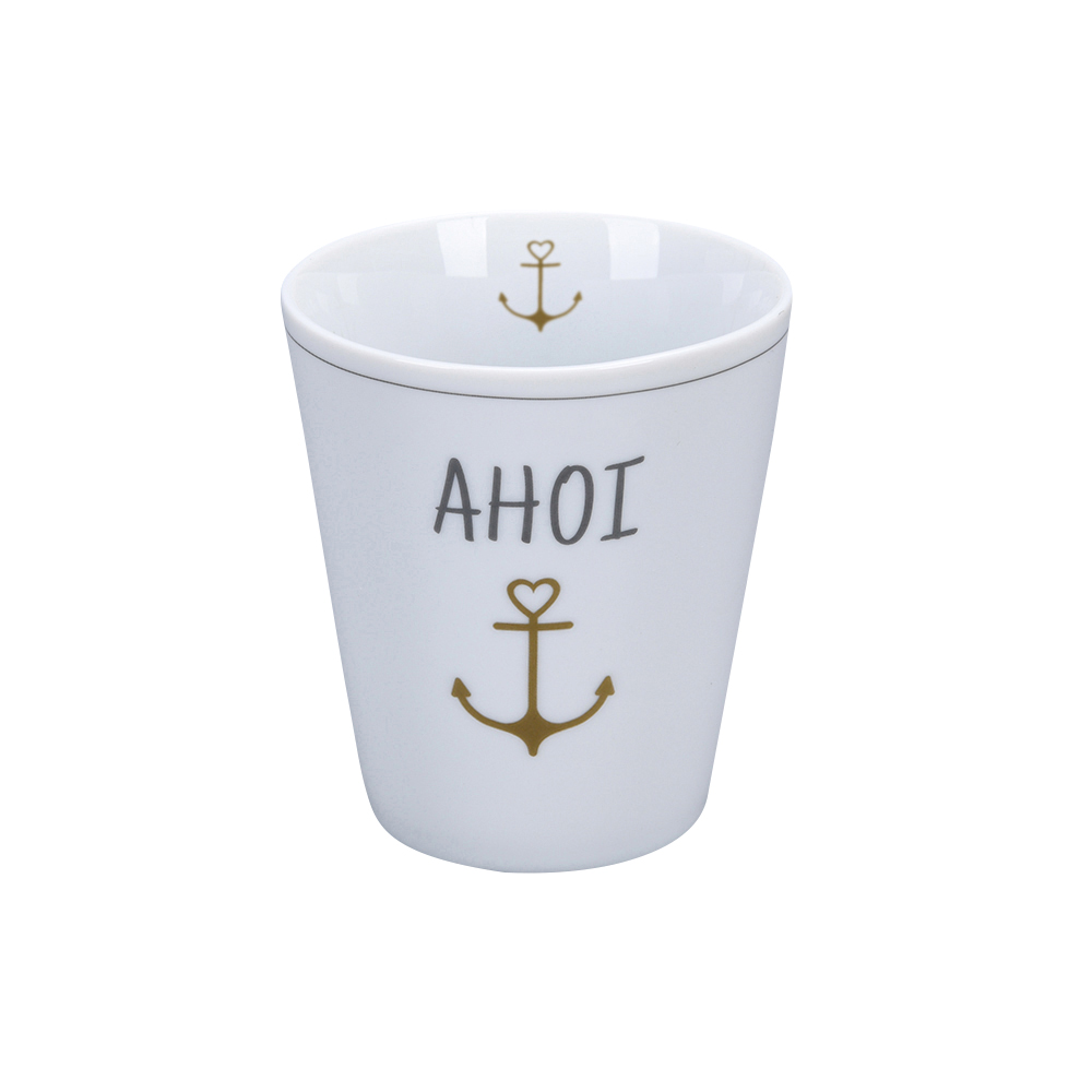 Tasse "Ahoi", grau/gold