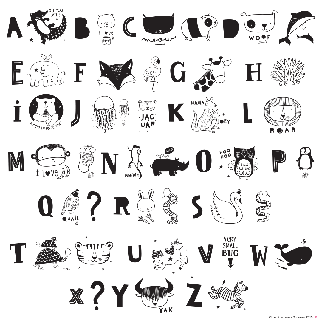 Zeichen/Symbol-Set für Lightbox/Leuchtkasten "ABC Kids"