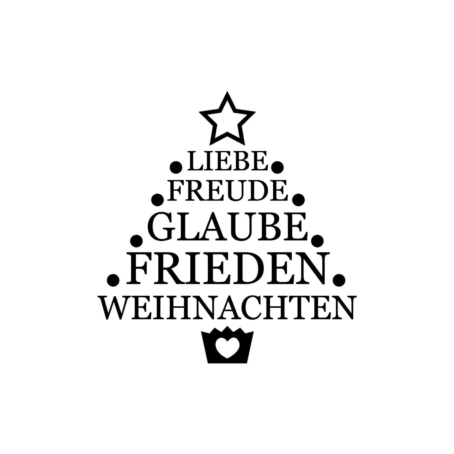Abdruck Stempel Weihnachtsbaum Worte, 50 mm
