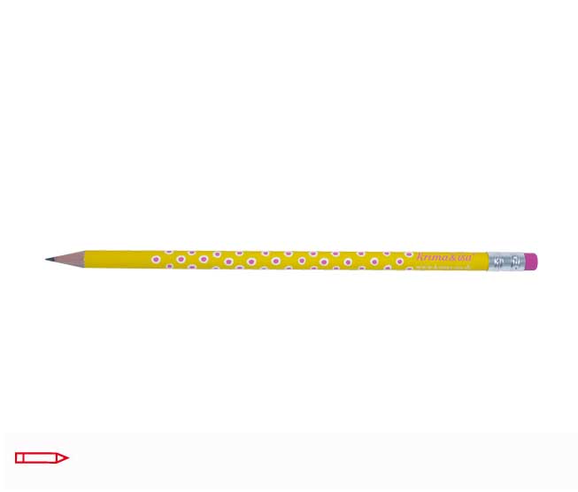 krima&isa Bleistift gelb, Tupfer weiß/rosa