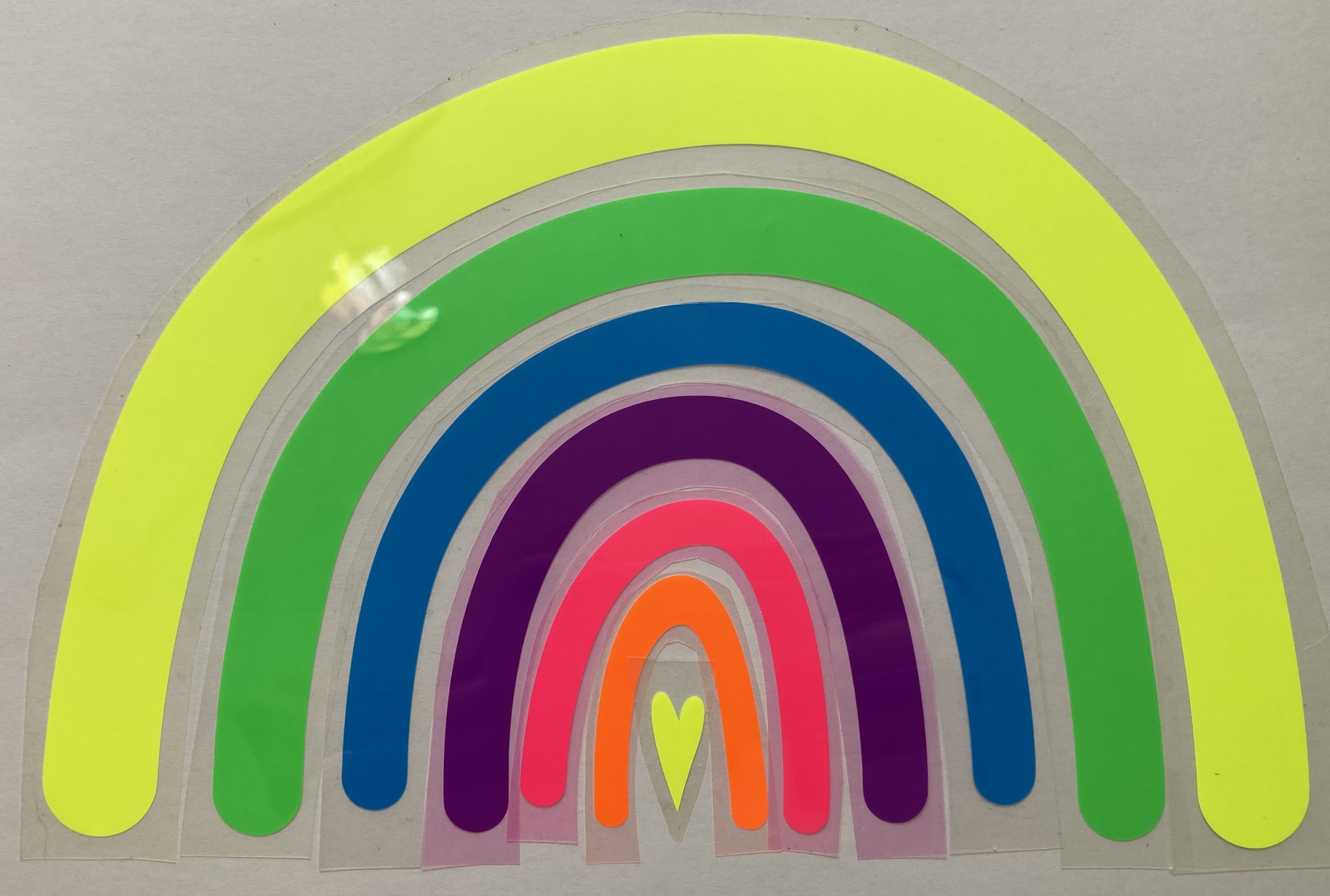 Regenbogen (geplottet zum Aufbügeln) in Neonfarben, gelb