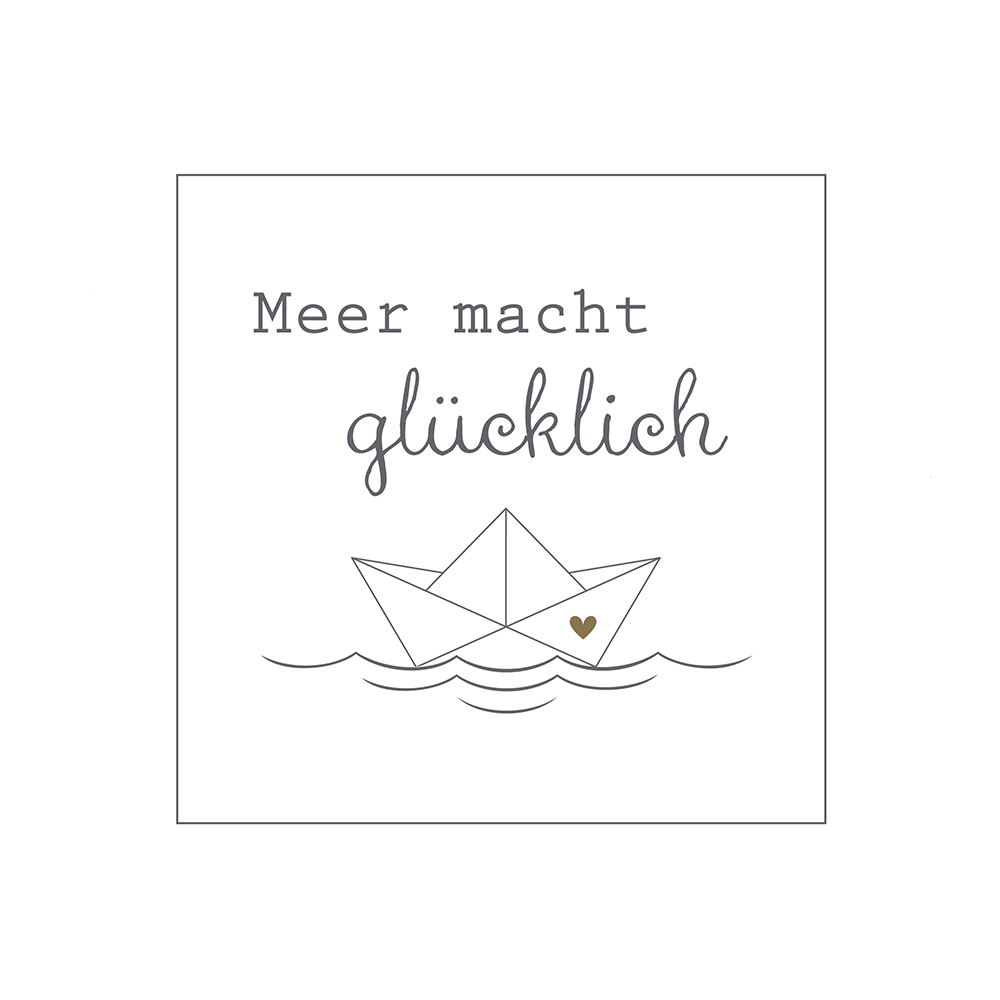 Servietten, "Meer macht glücklich" mit Papierboot-/schiffchen