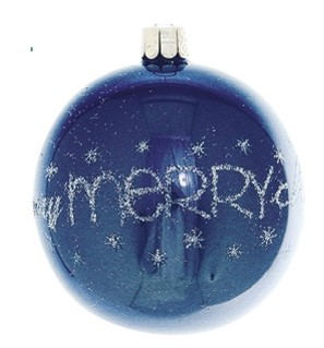 Overbeck and Friends Christbaumkugel "a very merry christmas" dunkelblau