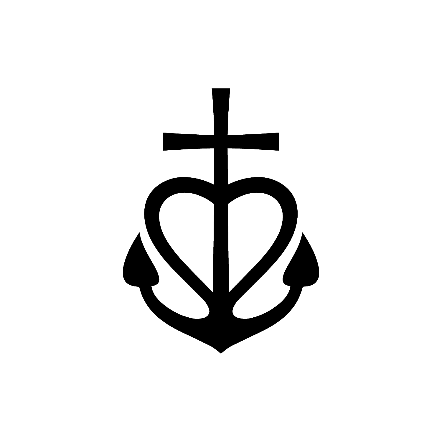 Abdruck Stempel Anker mit Herz und Kreuz, 35 mm
