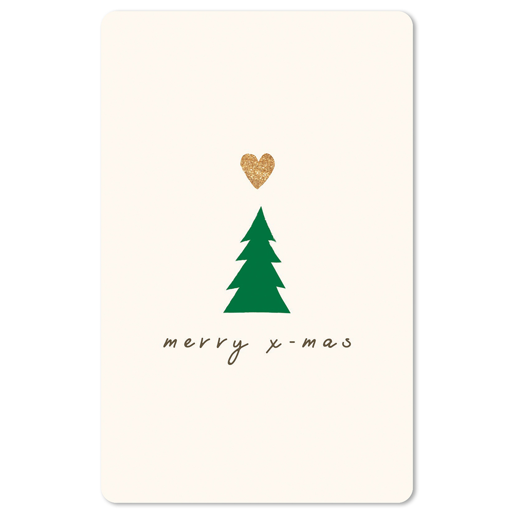 Postkarte "merry x-mas- Tannenbaum, Herz"