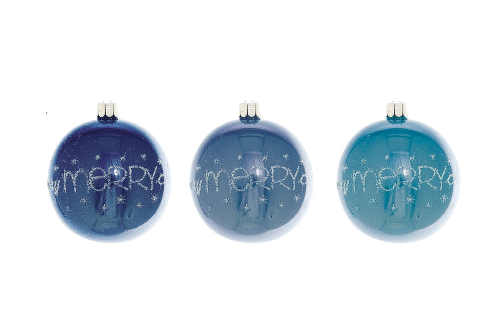 Overbeck and Friends Christbaumkugel "a very merry christmas" dunkelblau