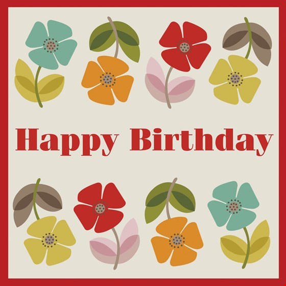 Postkarte Blumen "Happy Birthday" Poppy
