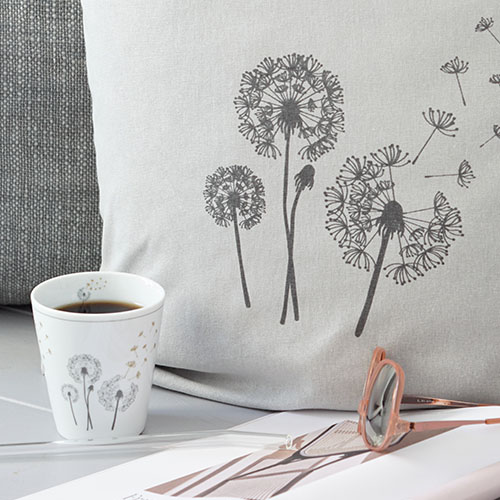 Tasse Pusteblume, grau/gold