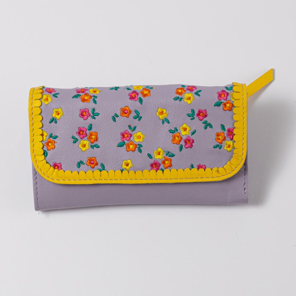 Portemonnaie, Leder, Millefleur viola