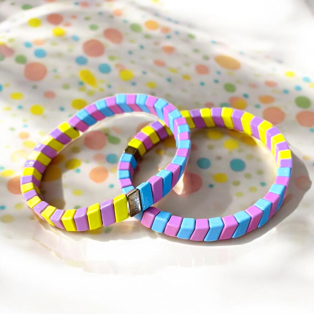 Armband, colorblock, lightblue-rose-yellow