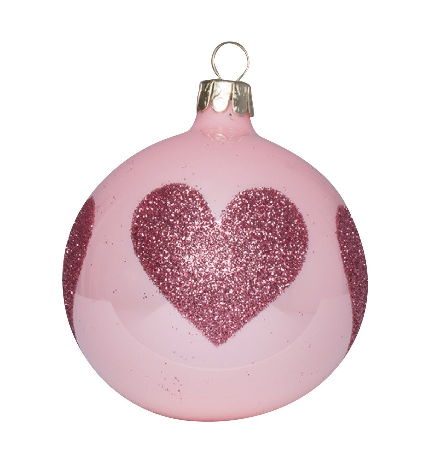 Overbeck and Friends Christbaumkugel Glitzer-Herz, rosa